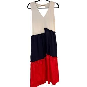 Purificacion Garcia Colorblock Tiered Midi Dress Sz Medium